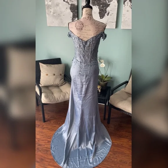 Light blue prom dress pageant gown formal dress - Picture 3 of 5